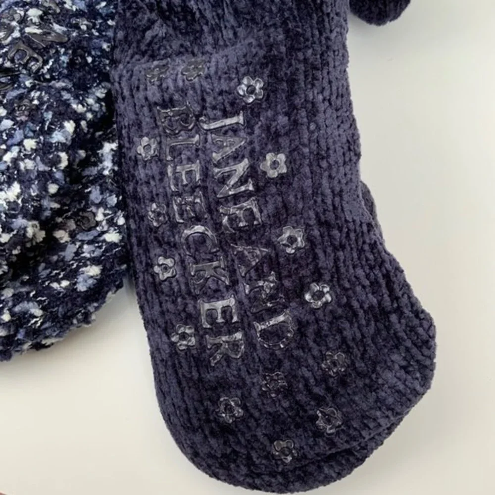 Jane & Bleecker Socks Size 4-10 Blue Super Soft Slipper Socks 2 pairs